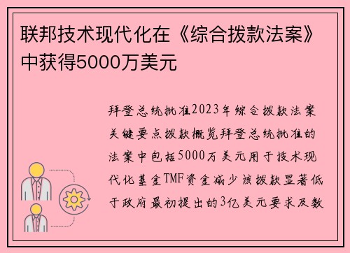 联邦技术现代化在《综合拨款法案》中获得5000万美元 